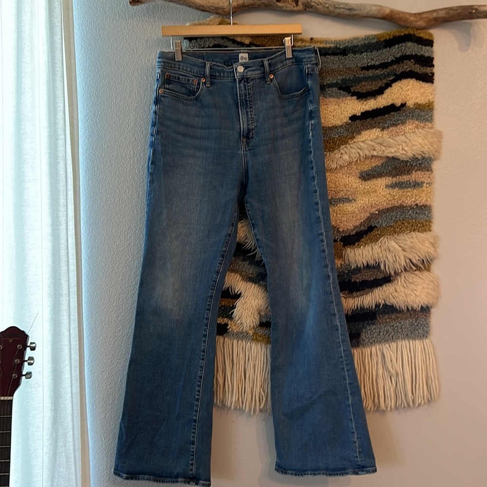GAP HR 50th Anniversary Jeans Wide-Leg Flare High-Waist Medium Wash Women 14/32